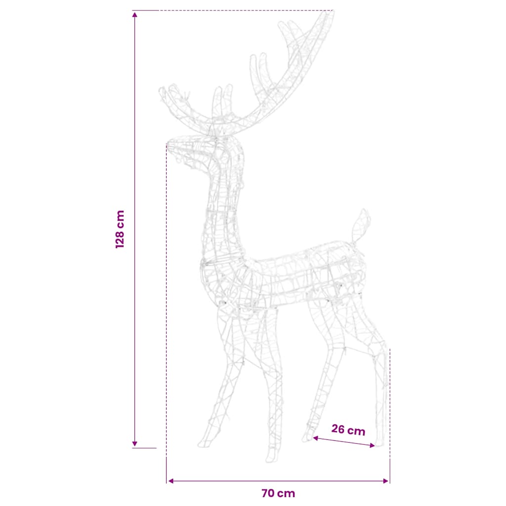 Színes rénszarvasos karácsonyi dekoráció 140 LED-del 128 cm 9