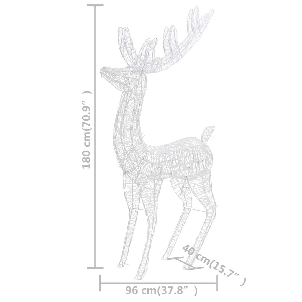 Hideg fehér XXL akril karácsonyi rénszarvas 250 LED-del 180 cm 8