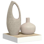 Tölgyszínű és fehér MDF lebegő fali polc 23 x 23,5 x 3,8 cm 5