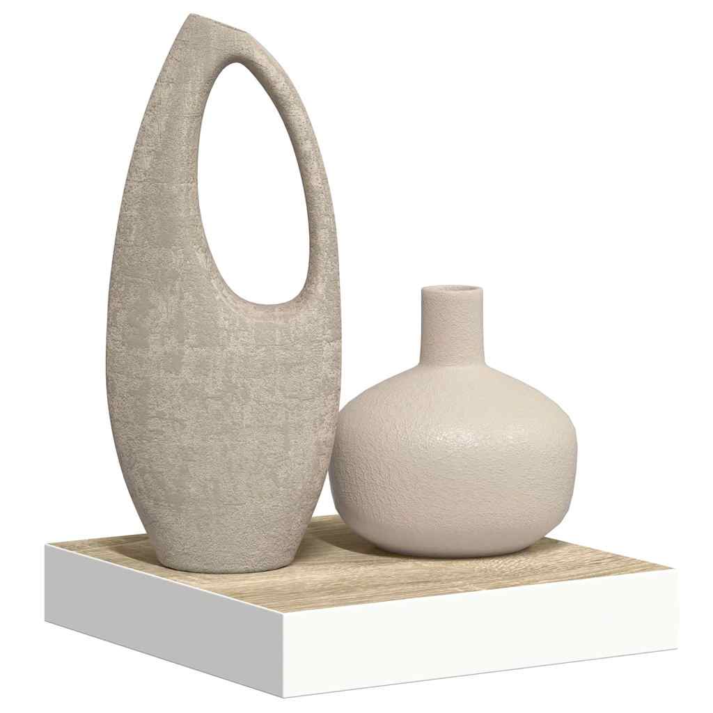 Tölgyszínű és fehér MDF lebegő fali polc 23 x 23,5 x 3,8 cm 5