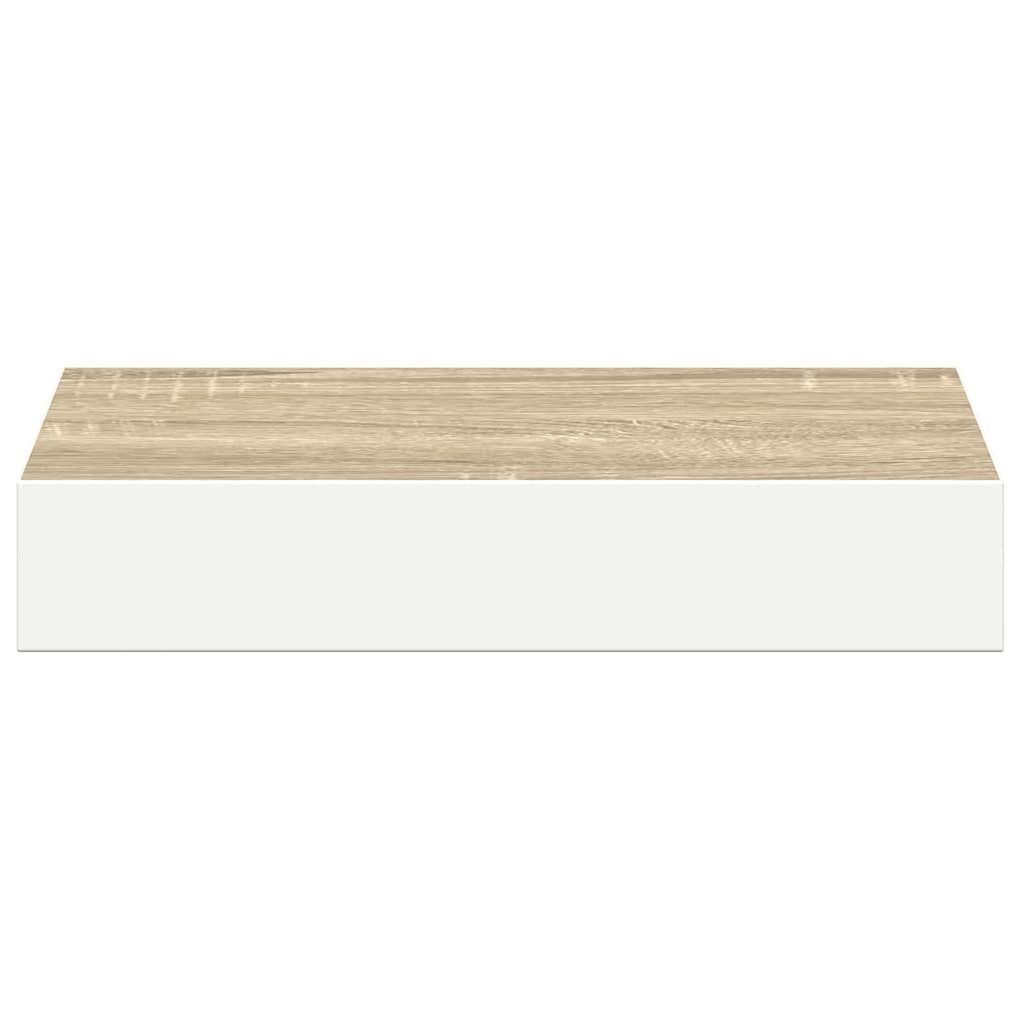 Tölgyszínű és fehér MDF lebegő fali polc 23 x 23,5 x 3,8 cm 6