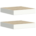 2 db tölgyszínű és fehér MDF lebegő fali polc 23x23,5x3,8 cm 2
