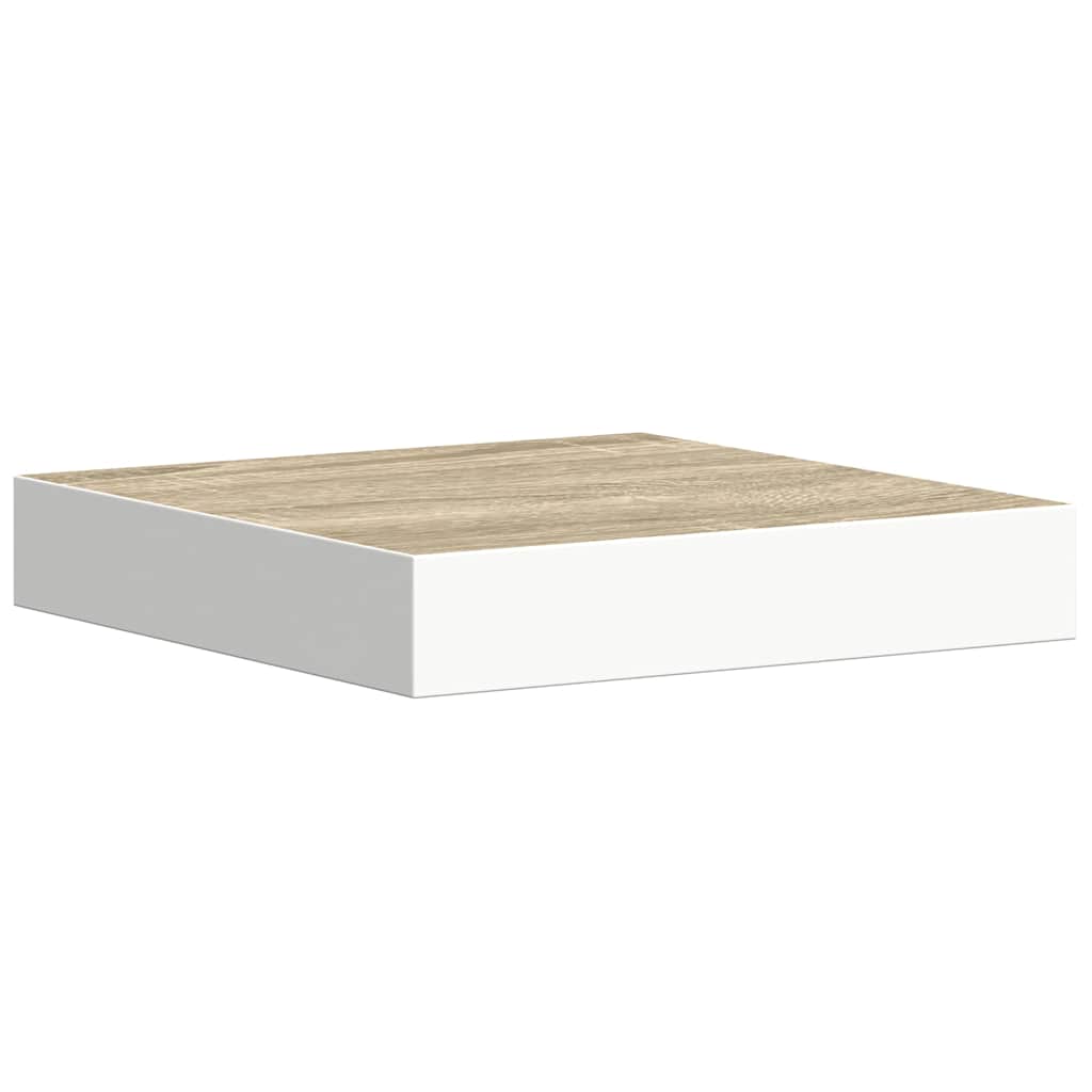 2 db tölgyszínű és fehér MDF lebegő fali polc 23x23,5x3,8 cm 6