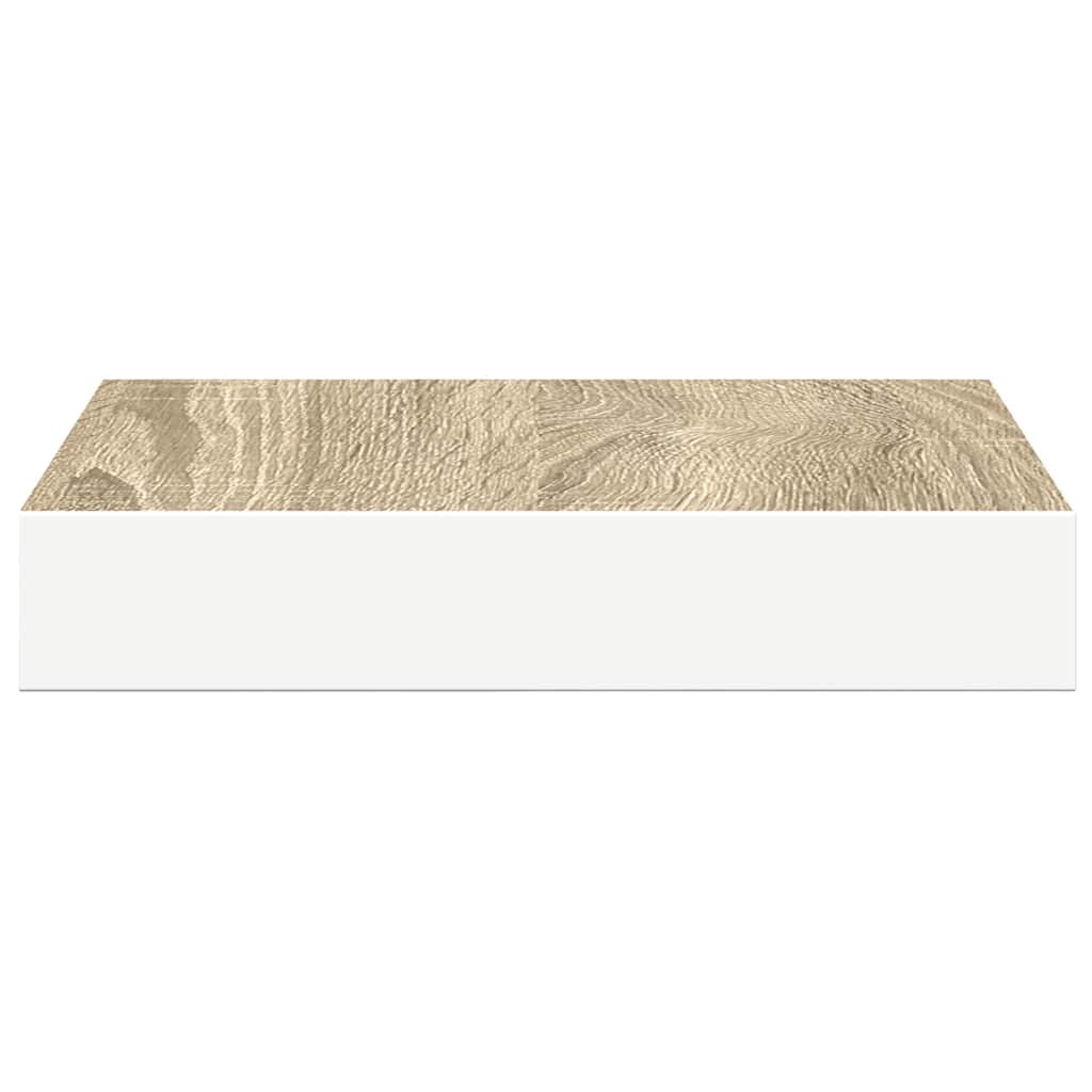 2 db tölgyszínű és fehér MDF lebegő fali polc 23x23,5x3,8 cm 8