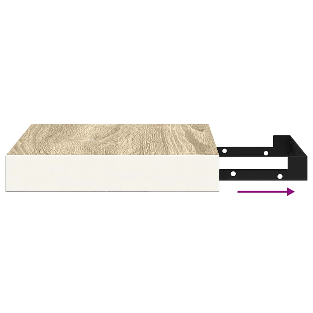 2 db tölgyszínű és fehér MDF lebegő fali polc 23x23,5x3,8 cm 11