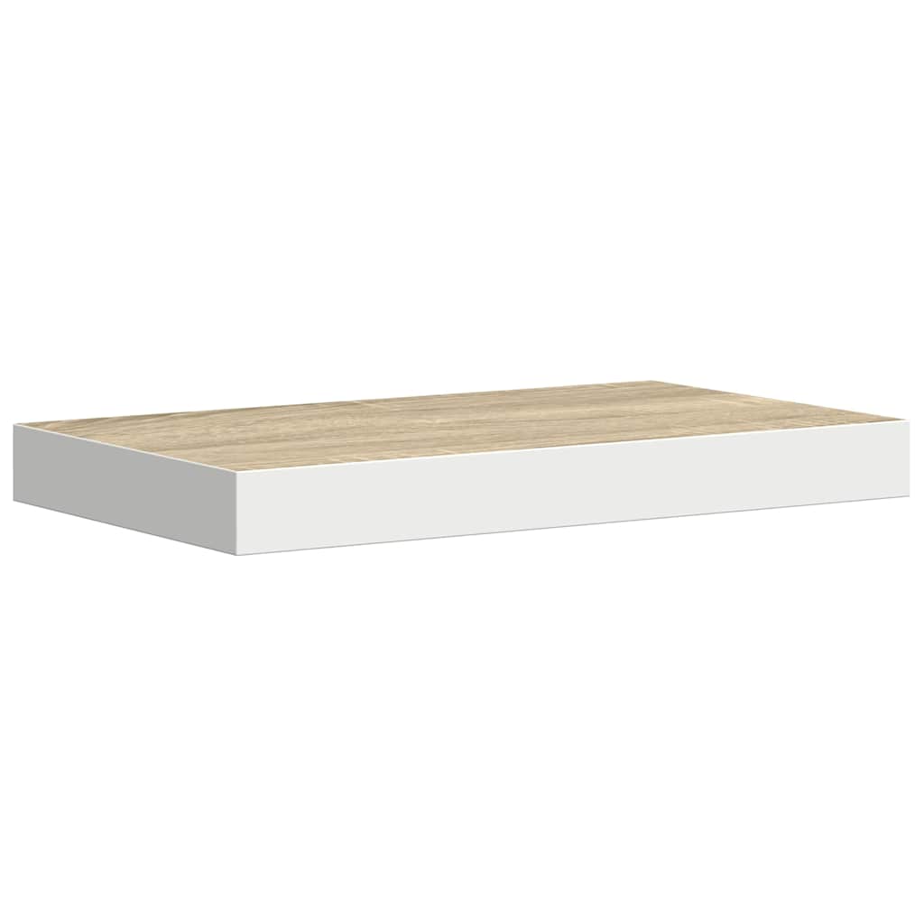 Tölgyszínű és fehér MDF lebegő fali polc 50 x 23,5 x 3,8 cm 2