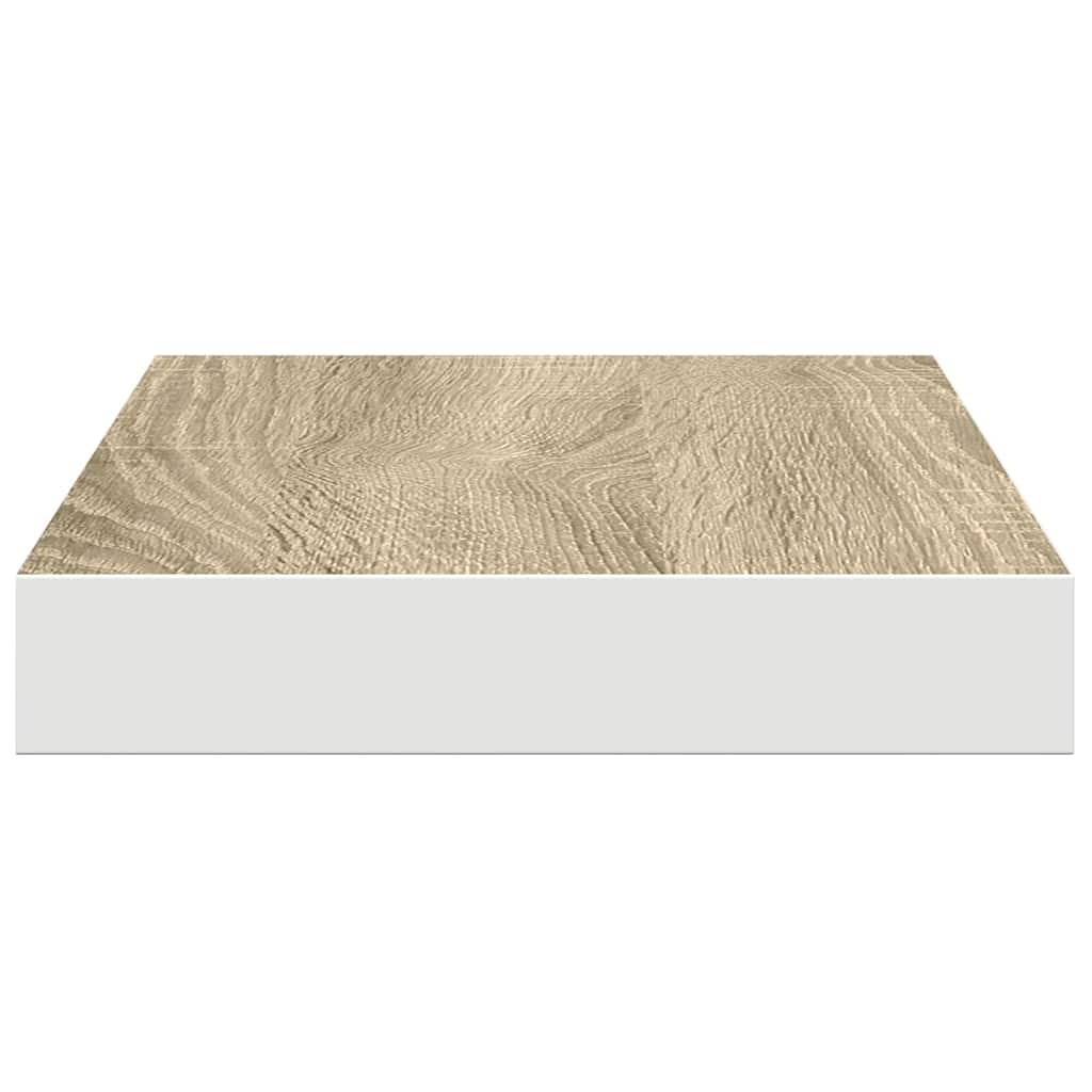 Tölgyszínű és fehér MDF lebegő fali polc 50 x 23,5 x 3,8 cm 7