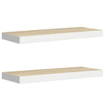 2 db tölgyszínű és fehér MDF lebegő fali polc 60x23,5x3,8 cm 2