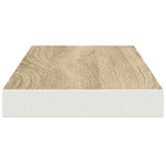 2 db tölgyszínű és fehér MDF lebegő fali polc 60x23,5x3,8 cm 8