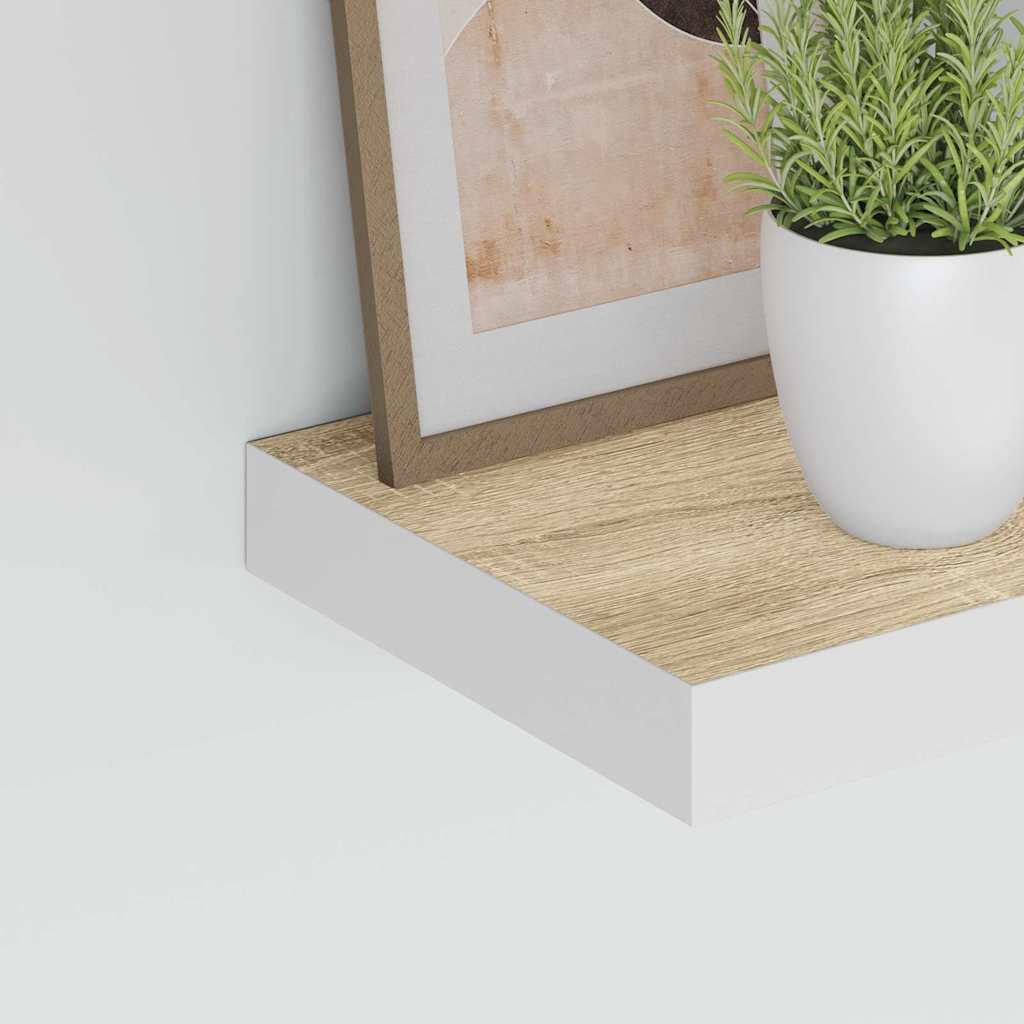 4 db tölgyszínű és fehér MDF lebegő fali polc 60x23,5x3,8 cm 4