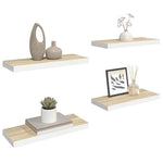 4 db tölgyszínű és fehér MDF lebegő fali polc 60x23,5x3,8 cm 5