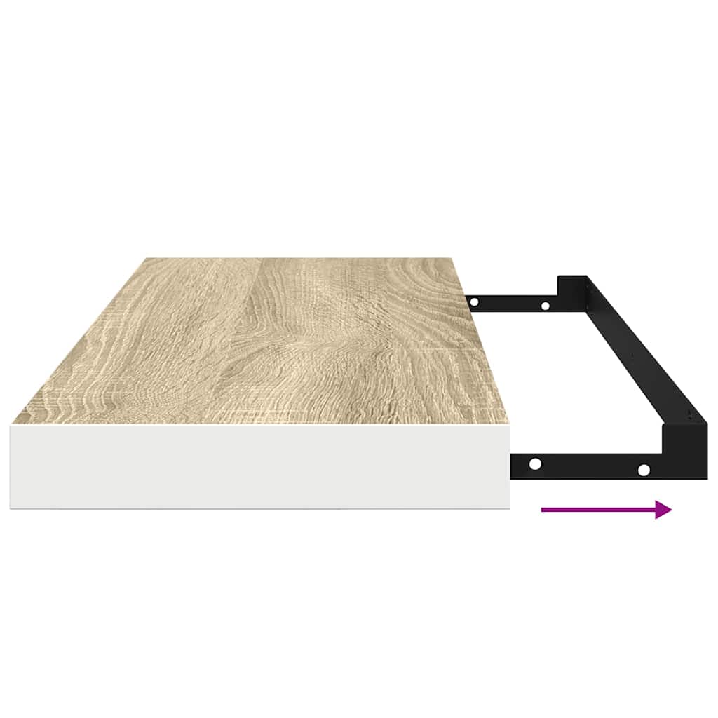 4 db tölgyszínű és fehér MDF lebegő fali polc 60x23,5x3,8 cm 11