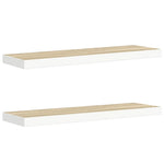 2 db tölgyszínű és fehér MDF lebegő fali polc 80x23,5x3,8 cm 2