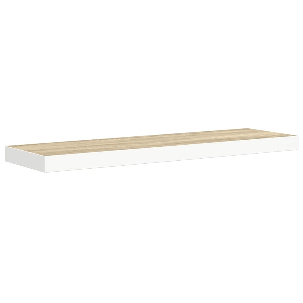 2 db tölgyszínű és fehér MDF lebegő fali polc 80x23,5x3,8 cm 6
