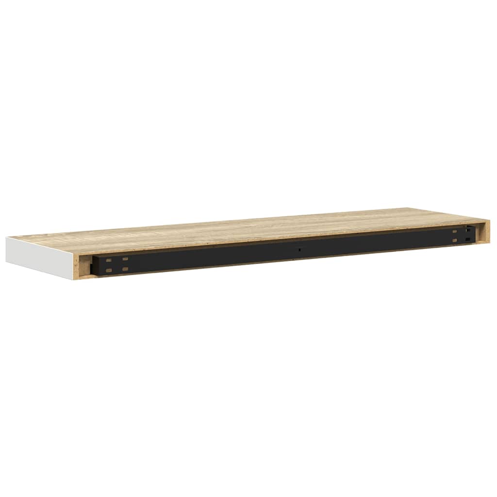 Fehér-tölgyszínű MDF lebegő fali polc 90 x 23,5 x 3,8 cm 8