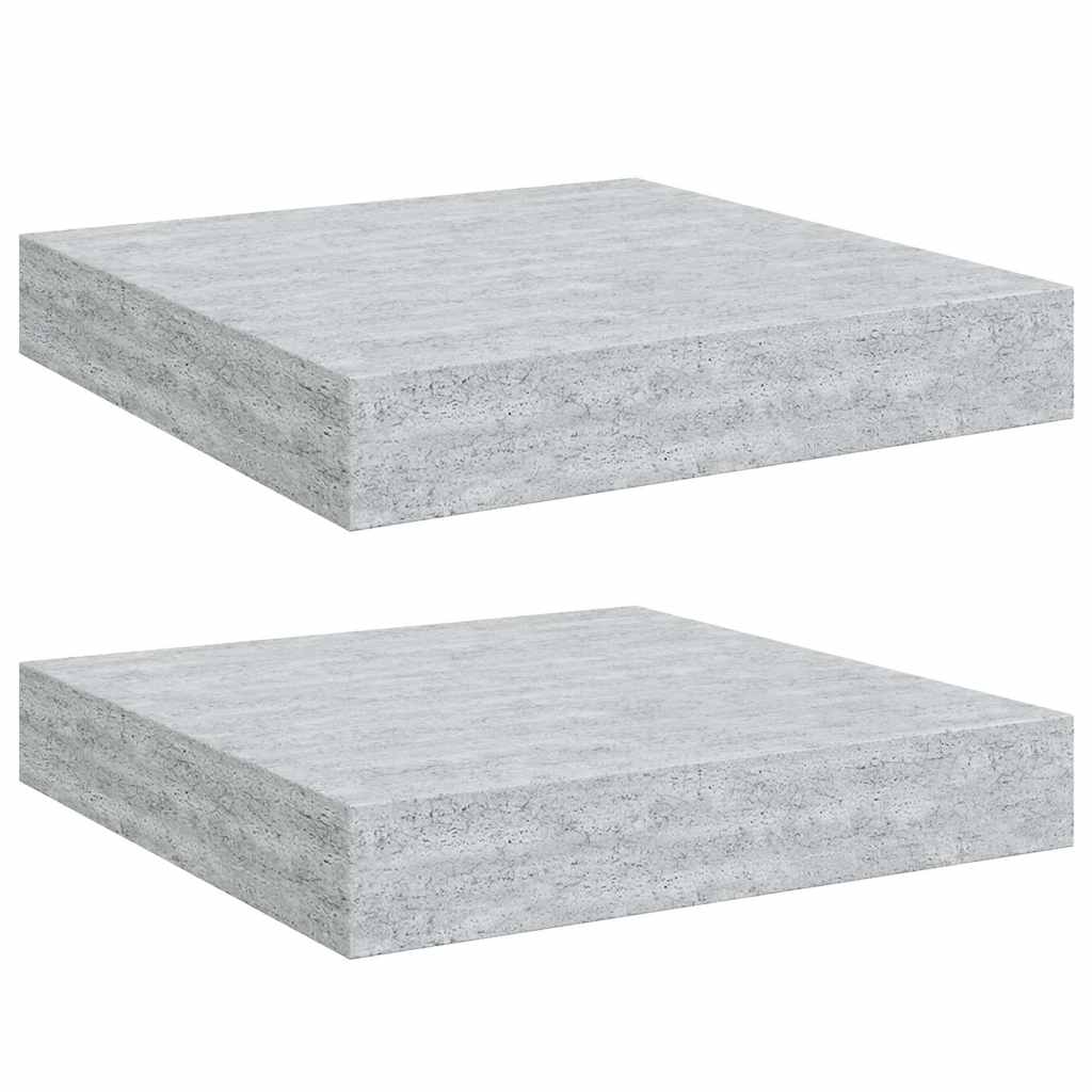 2 db betonszürke MDF lebegő fali polc 23 x 23,5 x 3,8 cm 2