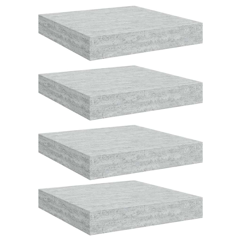4 db betonszürke MDF lebegő fali polc 23 x 23,5 x 3,8 cm 2
