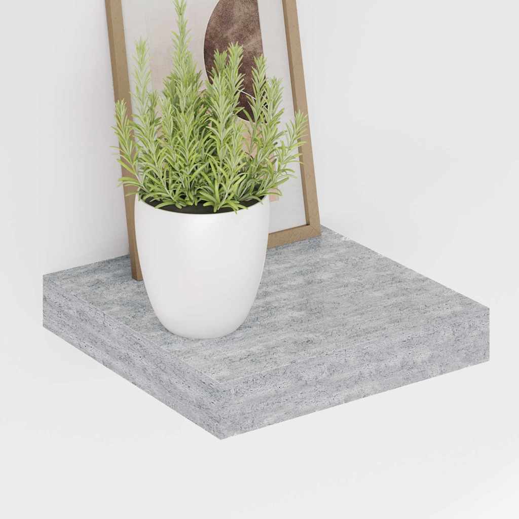 4 db betonszürke MDF lebegő fali polc 23 x 23,5 x 3,8 cm 4