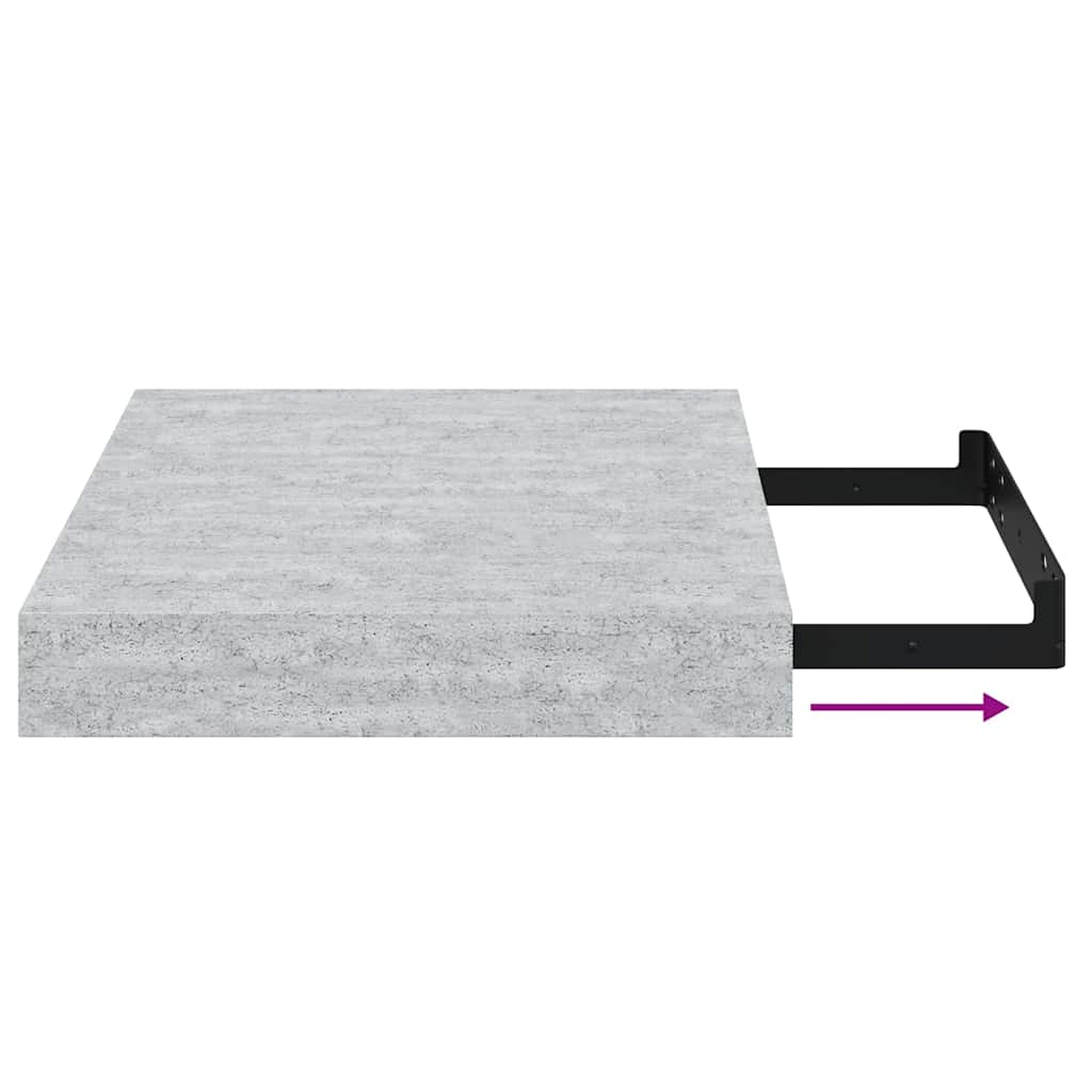 4 db betonszürke MDF lebegő fali polc 23 x 23,5 x 3,8 cm 11