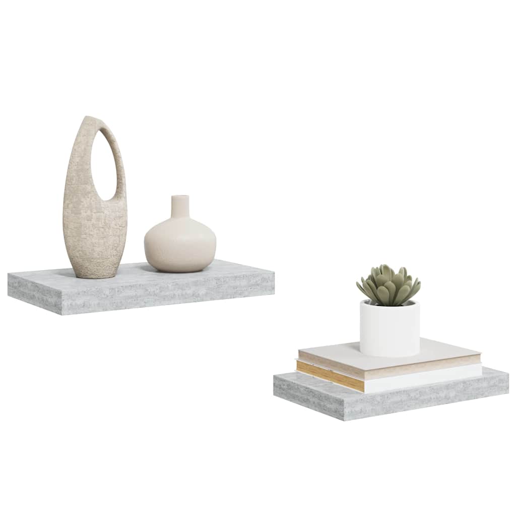 2 db betonszürke MDF lebegő fali polc 40 x 23 x 3,8 cm 5