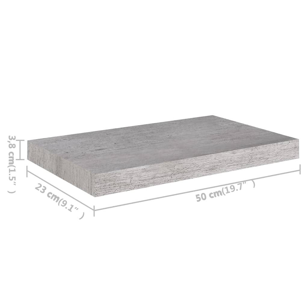 Betonszürke MDF lebegő fali polc 50 x 23,5 x 3,8 cm 7