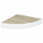 2 db fehér-tölgyszínű MDF fali sarokpolc 25 x 25 x 3,8 cm 5