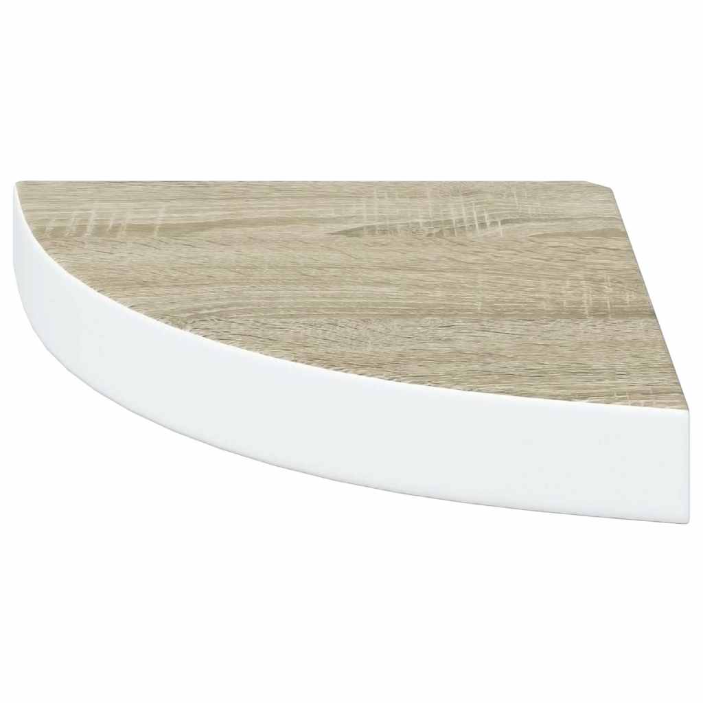 2 db fehér-tölgyszínű MDF fali sarokpolc 25 x 25 x 3,8 cm 6