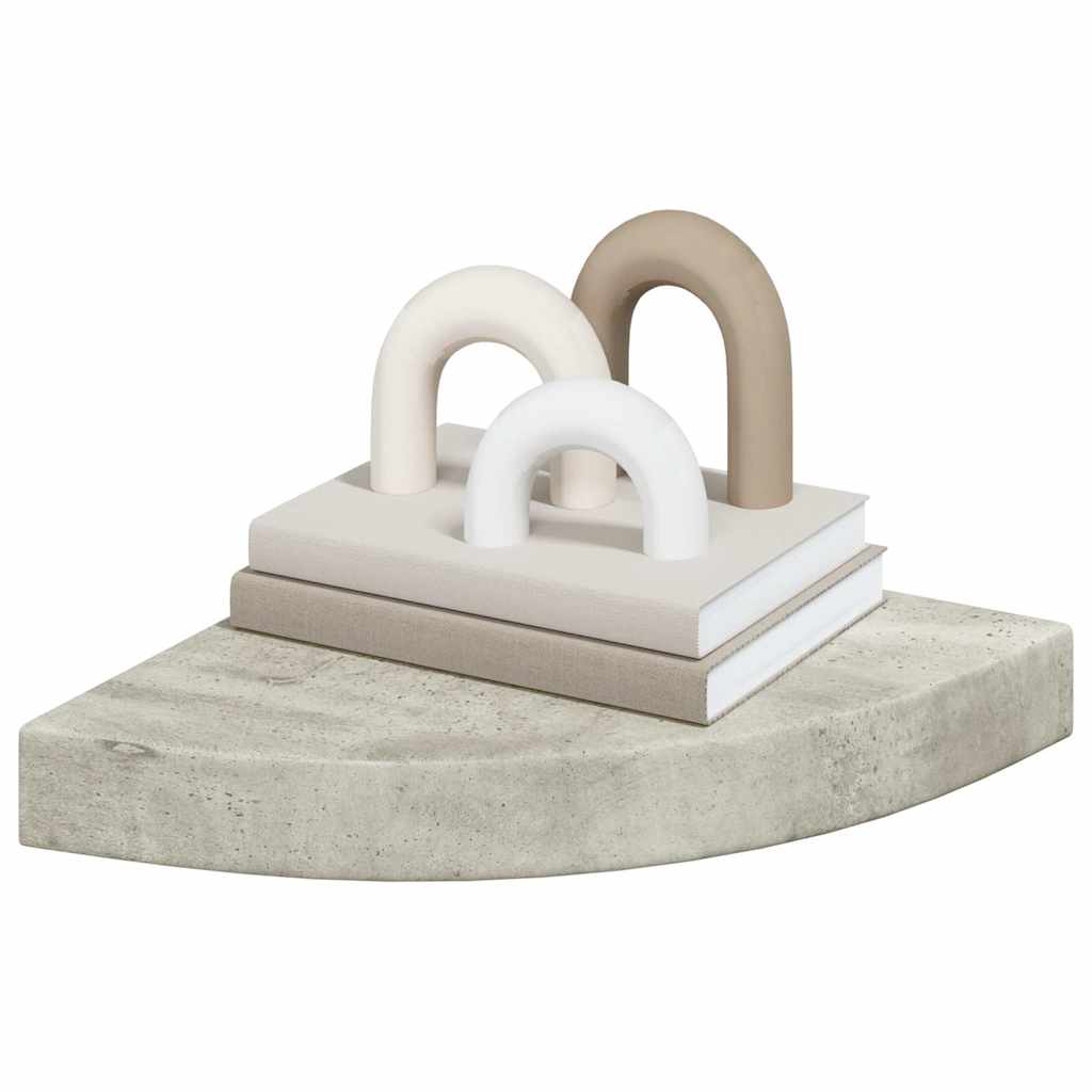 Betonszürke MDF fali sarokpolc 25 x 25 x 3,8 cm 4