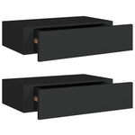 2 db fekete MDF falra szerelhető fiókos polc 40 x 23,5 x 10 cm 2