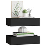 2 db fekete MDF falra szerelhető fiókos polc 40 x 23,5 x 10 cm 4