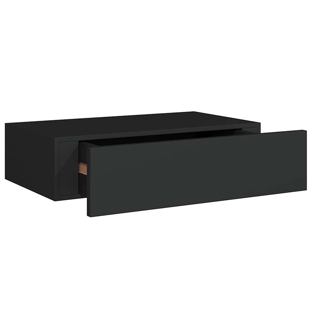 2 db fekete MDF falra szerelhető fiókos polc 40 x 23,5 x 10 cm 5