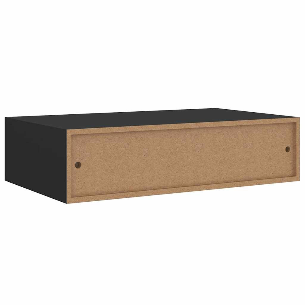 2 db fekete MDF falra szerelhető fiókos polc 40 x 23,5 x 10 cm 9