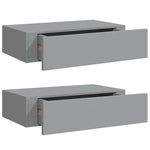 2 db szürke MDF falra szerelhető fiókos polc 40 x 23,5 x 10 cm 2