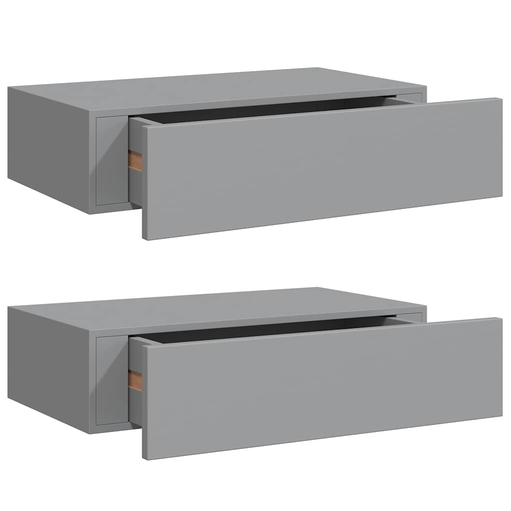 2 db szürke MDF falra szerelhető fiókos polc 40 x 23,5 x 10 cm 2