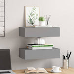 2 db szürke MDF falra szerelhető fiókos polc 40 x 23,5 x 10 cm 3