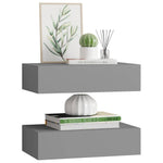 2 db szürke MDF falra szerelhető fiókos polc 40 x 23,5 x 10 cm 4