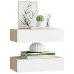 2 db tölgyszínű és fehér MDF fiókos fali polc 40 x 23,5 x 10 cm 4