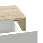 2 db tölgyszínű és fehér MDF fiókos fali polc 40 x 23,5 x 10 cm 10