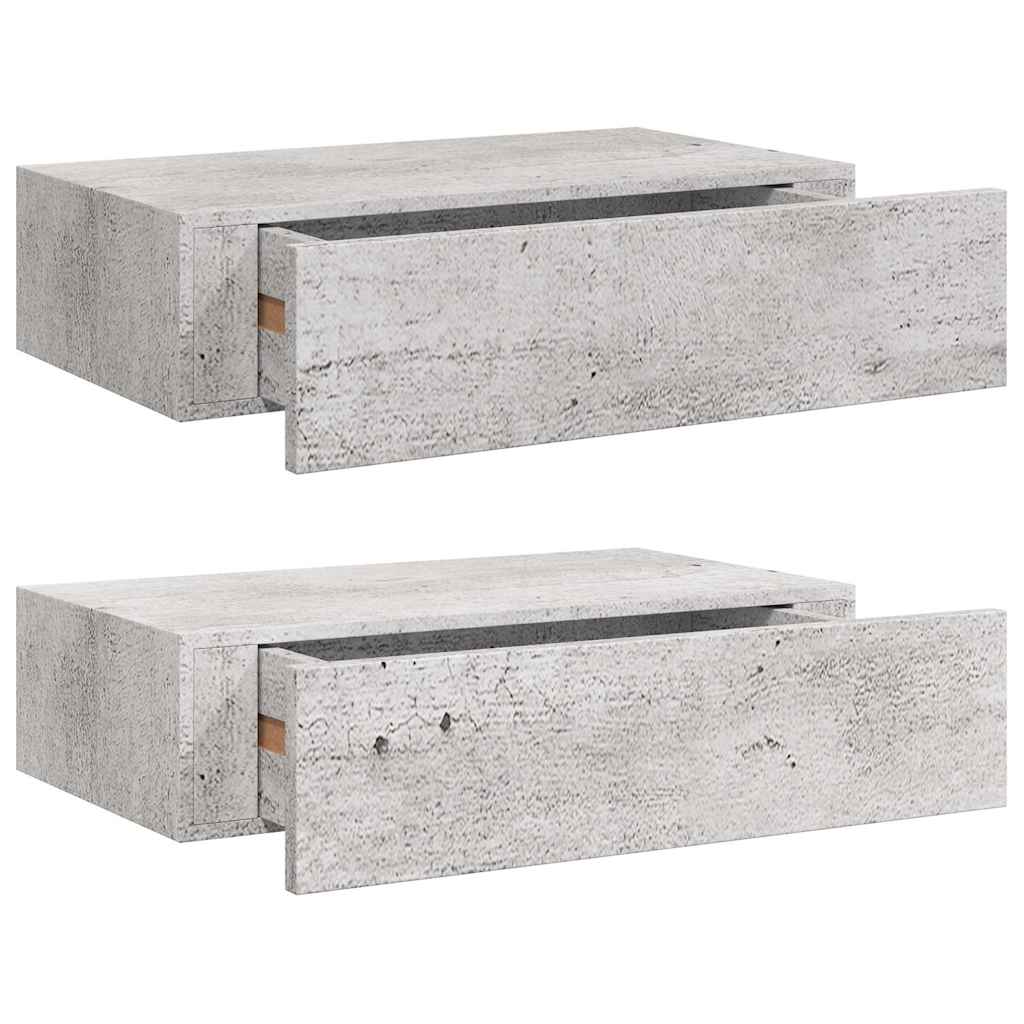 2 db betonszürke MDF falra szerelhető fiókos polc 40x23,5x10 cm 2