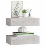 2 db betonszürke MDF falra szerelhető fiókos polc 40x23,5x10 cm 4