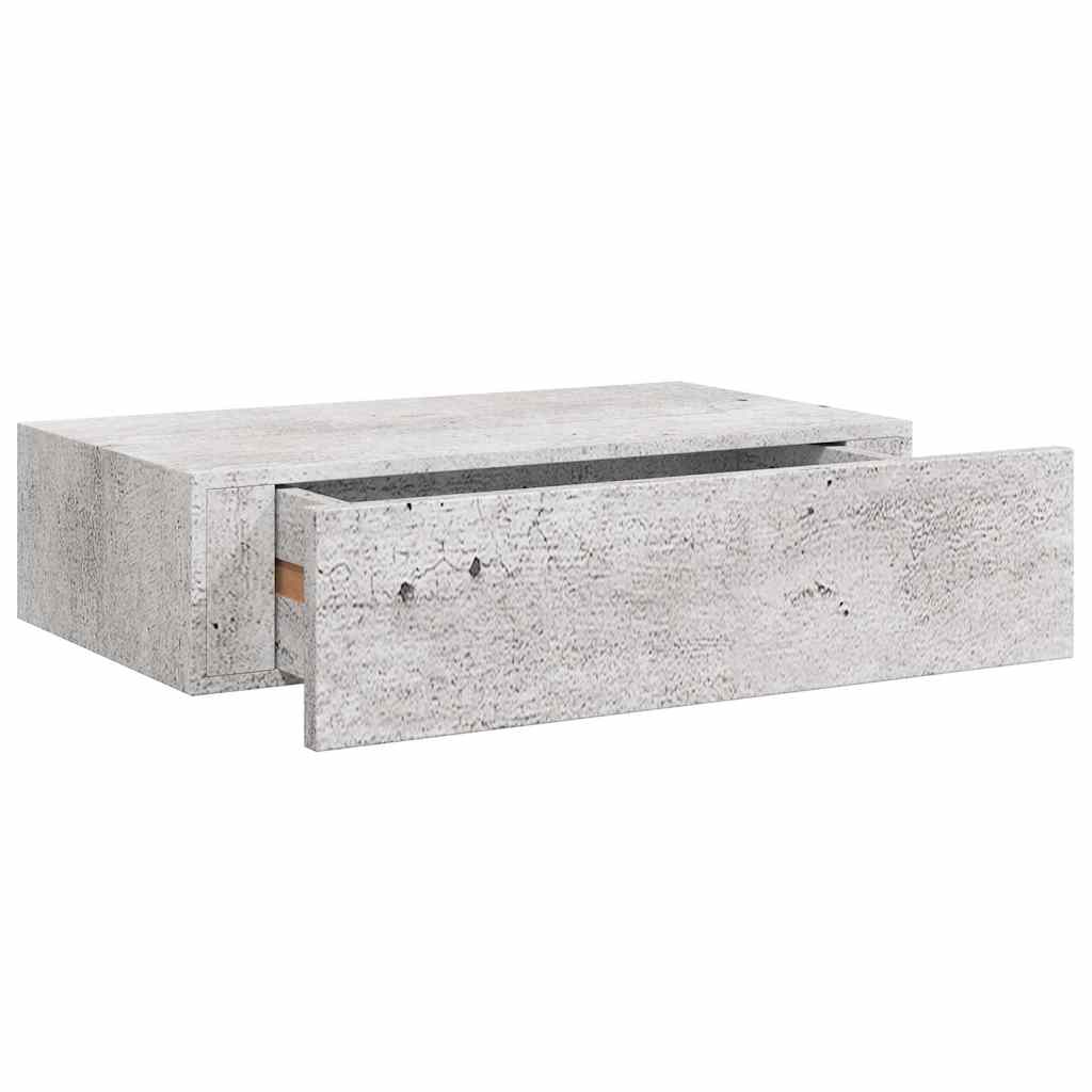 2 db betonszürke MDF falra szerelhető fiókos polc 40x23,5x10 cm 5