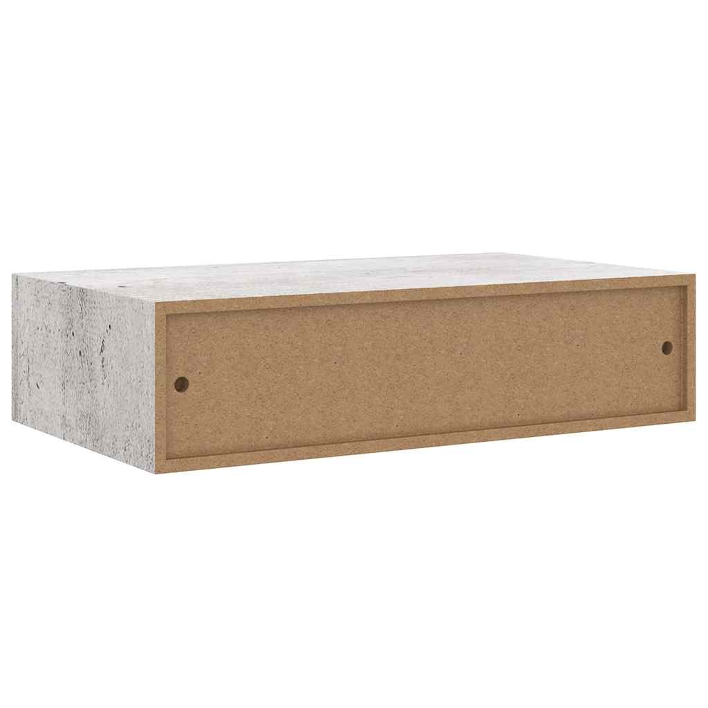 2 db betonszürke MDF falra szerelhető fiókos polc 40x23,5x10 cm 9
