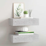 2 db betonszürke MDF falra szerelhető fiókos polc 40x23,5x10 cm