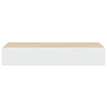 Falra szerelhető fiókos polc tölgyfa és fehér színben 60 x 23,5 x 10 cm MDF 6