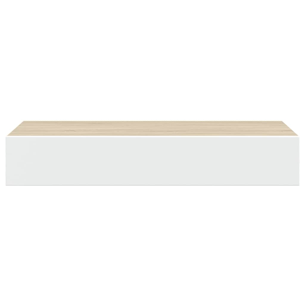Falra szerelhető fiókos polc tölgyfa és fehér színben 60 x 23,5 x 10 cm MDF 6