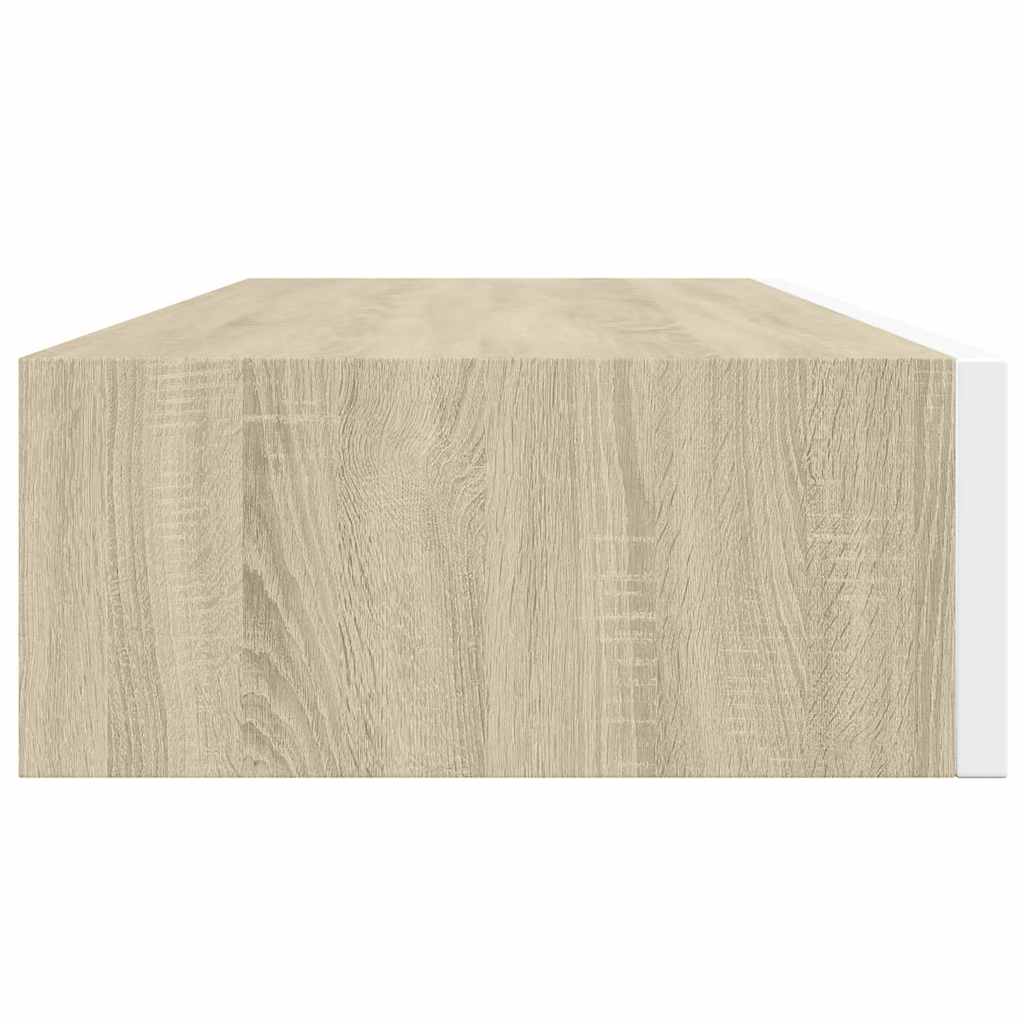 Falra szerelhető fiókos polc tölgyfa és fehér színben 60 x 23,5 x 10 cm MDF 7