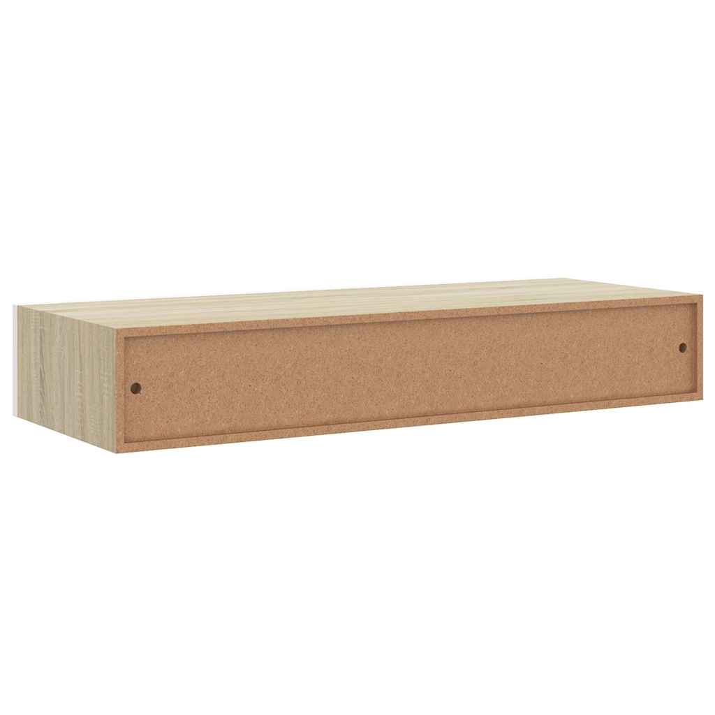 Falra szerelhető fiókos polc tölgyfa és fehér színben 60 x 23,5 x 10 cm MDF 8
