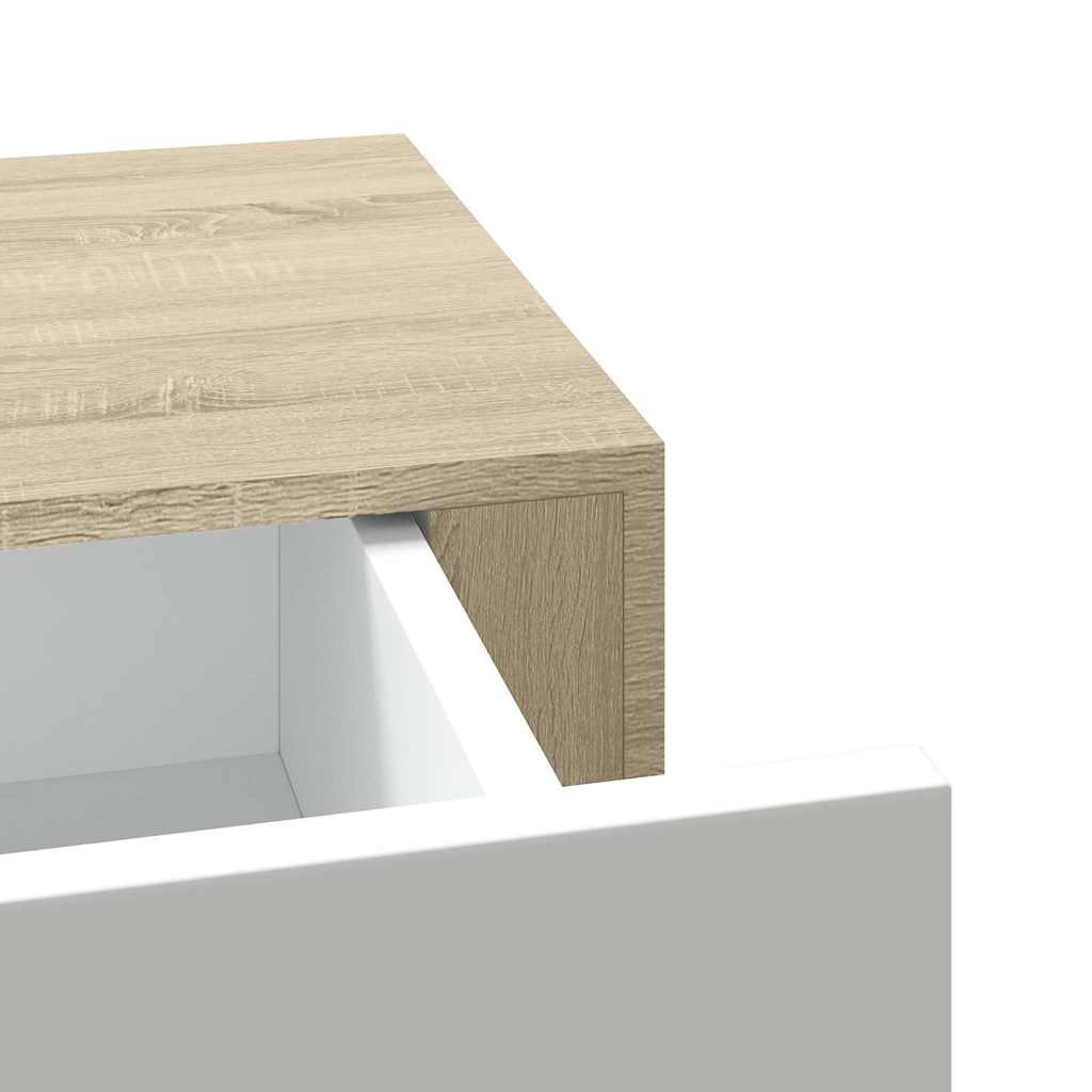 Falra szerelhető fiókos polc tölgyfa és fehér színben 60 x 23,5 x 10 cm MDF 9
