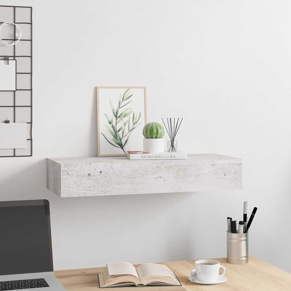 Betonszürke MDF falra szerelhető fiókos polc 60 x 23,5 x 10 cm 3