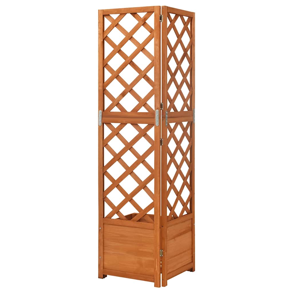 Tömör fenyőfa rácsos sarok-ültetőláda 40 x 40 x 150 cm 3